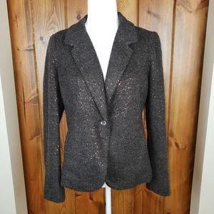 J. Jill Brown Wool & Sequin Blazer, size M Petite